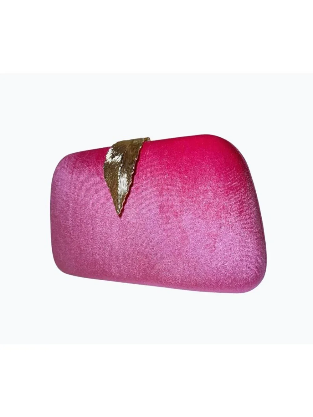 Women's Rose Red Elegant Clutch Purse Metallic Leaves Clasp Banquet Evening Bag